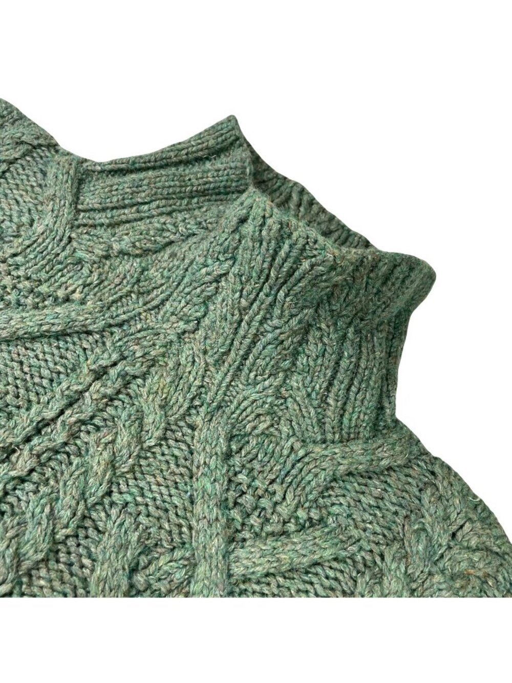VTG Polo Ralph Lauren Men's Fisherman Cable-Knit Turtlneck Sweater Green • XL